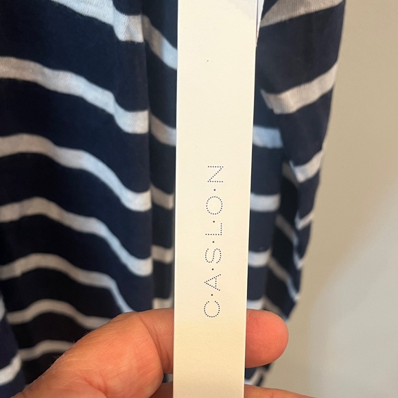 Caslon Raglan Cotton Blend Navy and White Long Sleeve Striped Top NWT - Picture 11 of 13